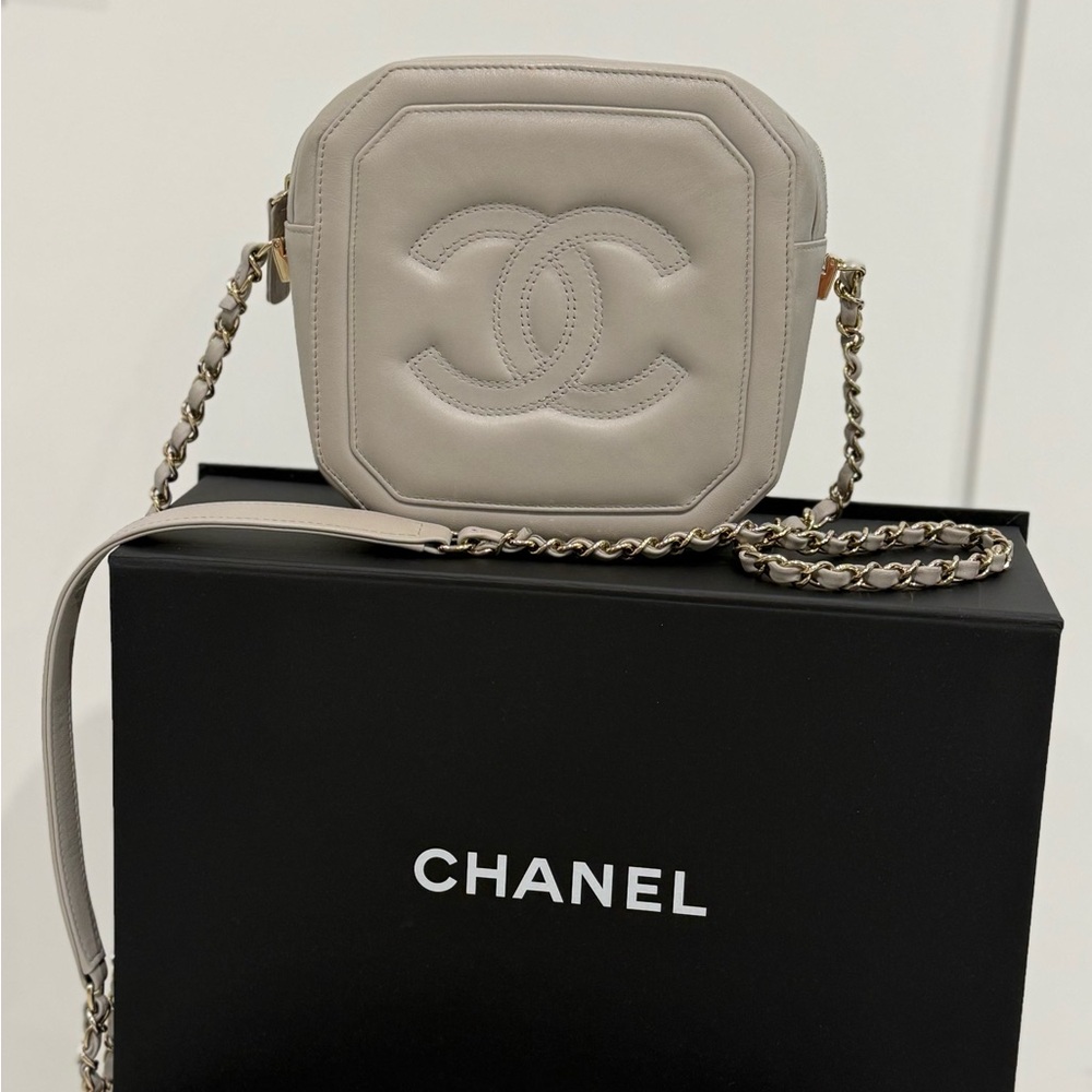 Chanel Gray Leather Crossbody Bag